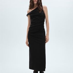 NWT MANGO ASYMMETRICAL DRESS WITH GATHERED DETAILS